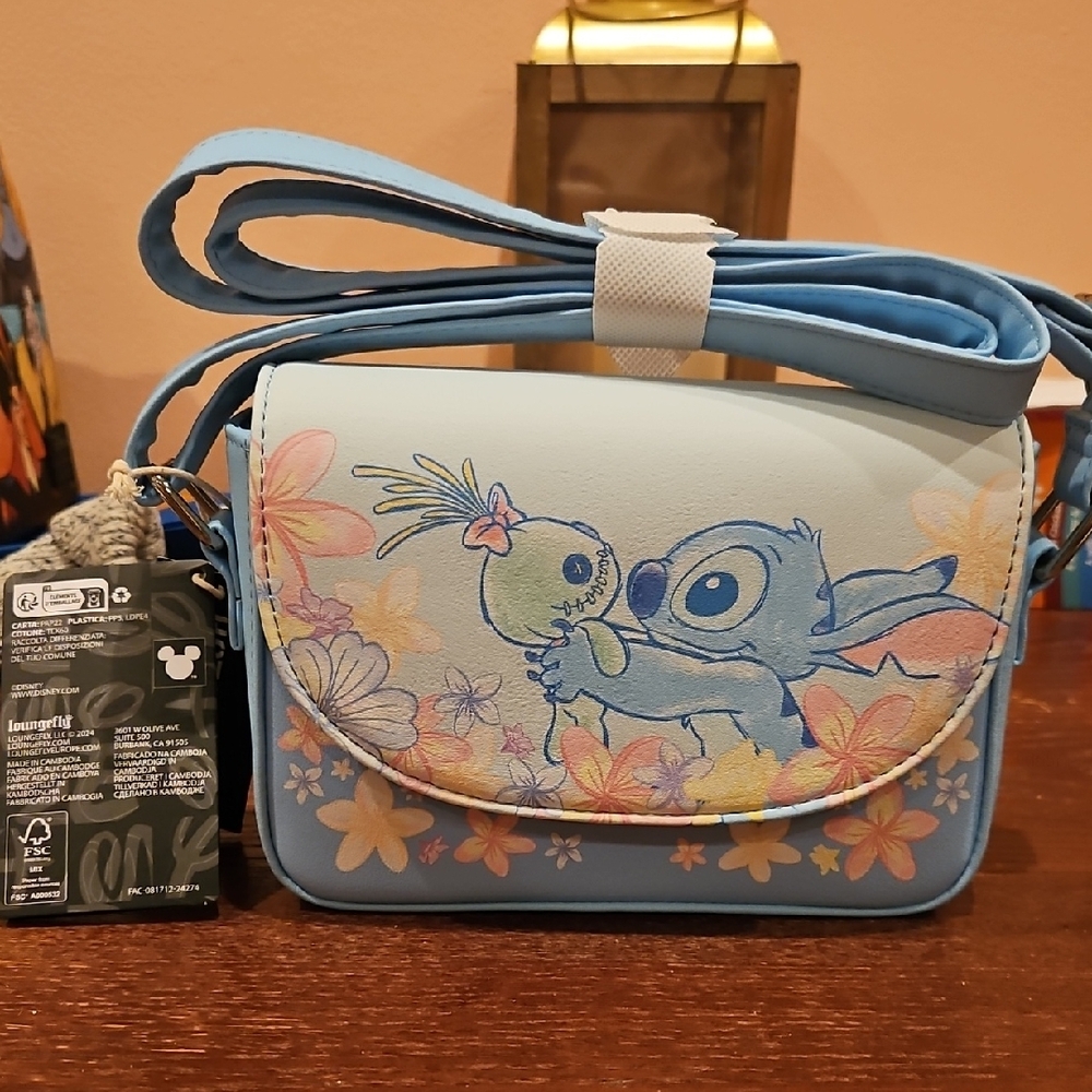 Disney Stitch Blue Floral Crossbody Bag